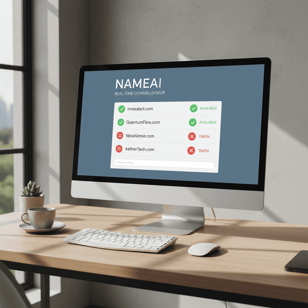 Domain availability checker integrated with name results